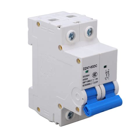 Buy 2 Poles Circuit Breaker DC250V Miniature Circuit Breaker DIN Rail ...