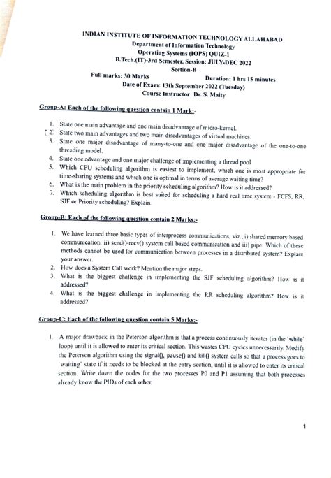 Operating Systems (IOPS) 2022 Quiz 1 - Key Concepts and Challenges ...