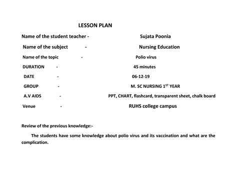 Lesson PLAN ON guidance and counseling - LESSON PLAN Name of the ...