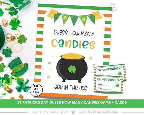 St Patricks Day Guess How Many Candies Are in Jar Game Printable ...