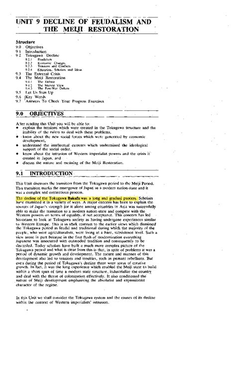 Unit-9 fall of tokugawa - IJNIT 9 DECLINE OF FEUDALISM-AND THE ME1JI ...