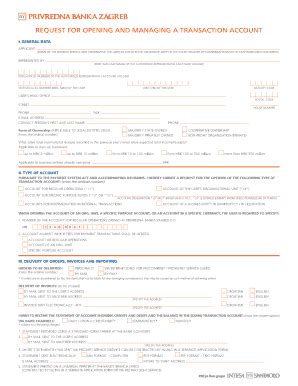 Fillable Online pbz Request for opening and managing a transaction ...