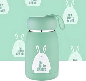 Welour Cute Rabbit Print Design Glass Bottle (set of 1) 330 ml Bottle ...