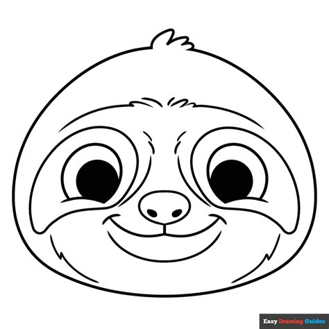Sloth Face Coloring Page | Easy Drawing Guides