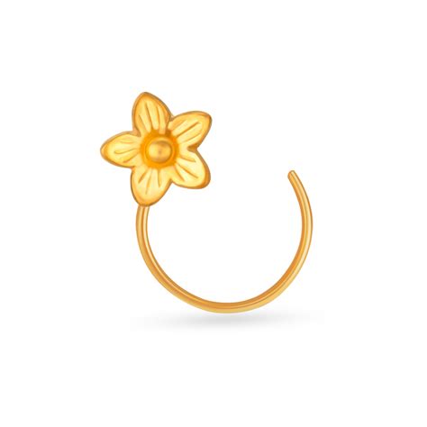 Subtle Floral Gold Nose Pin