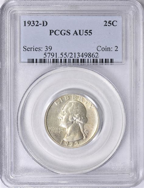 1932-D Washington Quarter PCGS AU-55 (Item 1632290) | GreatCollections ...