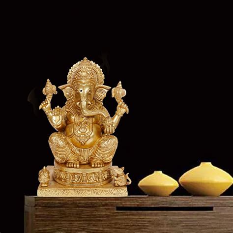Buy Artvarko Brass Mangalkari Ganesha Ganesh Bhagwan Large Statue God ...