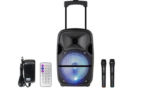 Qualimate 12 Inch Portable Speaker with Mic Karaoke Bluetooth PA System ...