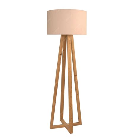 Premium Photo | A large wooden floor lamp with a beige linen shade.