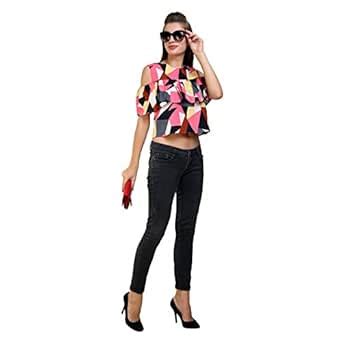 PINK FLOWER Pink Cold Shoulder Pleated Ruffled Blouse - Large : Amazon ...