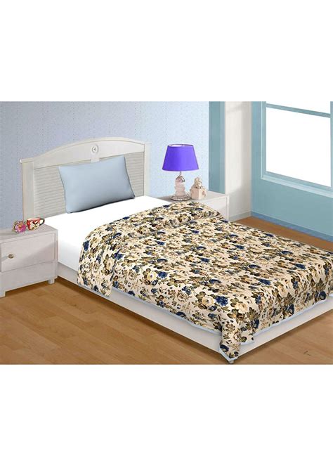 Get Blue Flower Polyester Microfiber Reversible Double Bed Dohar ...