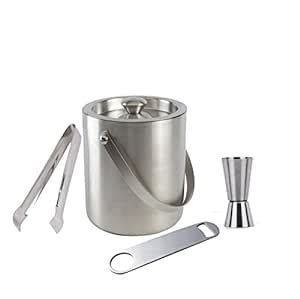 Stainless Steel Regular Bar Set(Set of 4 Pcs.)- Ice Bucket, Tong ...
