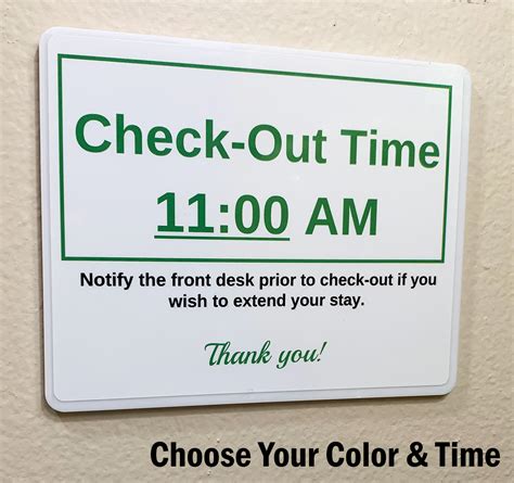 Hotel Room Signs - Check-Out Time Wall Sign - Choose Your Color And ...