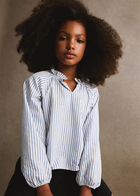 Ruched detail striped blouse - Kids | MANGO USA
