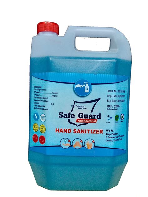 Safe Guard 5 Liter Blue color hand Sanitizer (SAFE002) : Amazon.in ...