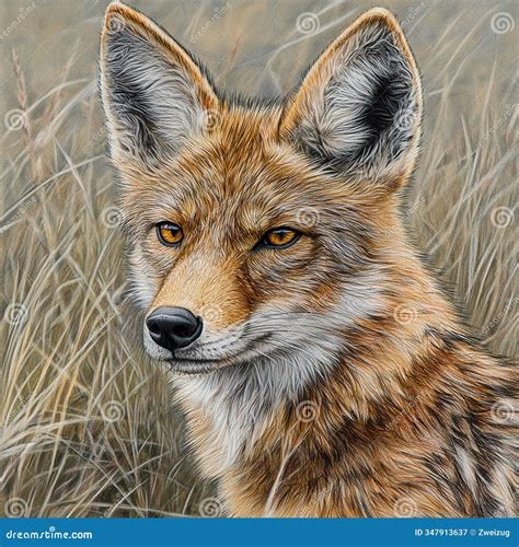 Jackall Animal Portrait Sketch, Drawing Stock Illustration - Illustration of jackal, golden ...