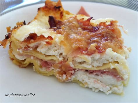Un piatto e un calice: Lasagne ricotta e prosciutto cotto