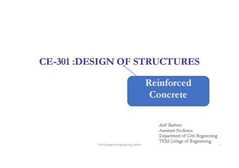 DCS Lecture 1 7th Aug 2023 - CE-301 :DESIGN OF STRUCTURES Reinforced ...