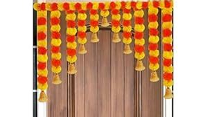 Buy Agnirva Handmade Decorative Yellow Orange Marigold Bell/toran/Door ...