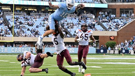 UNC football QB Drake Maye leaves Virginia Tech game briefly