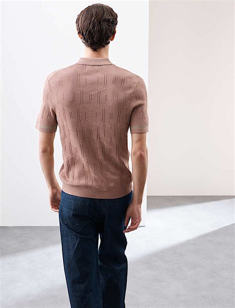 Buy Mercerised Cotton Textured Knitted Polo Shirt at Marks & Spencer