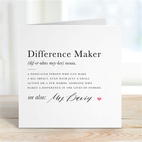 Teacher Definition Card Difference Maker Dictionary Card Personalised ...