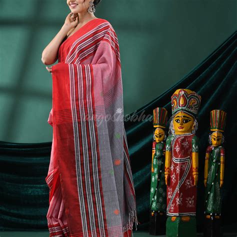 Red Cotton Handloom Saree – angoshobha