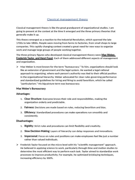 Image result for Classical Management Approach