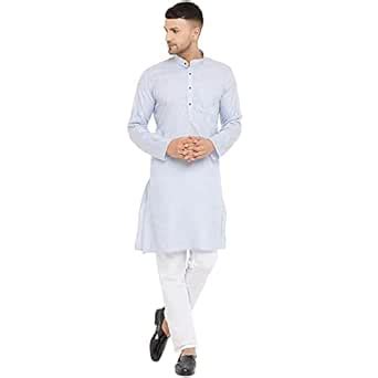 Buy ARMAAN ETHNIC Men Silk Blend Khadi Straight Kurta Pajama Set Blue ...
