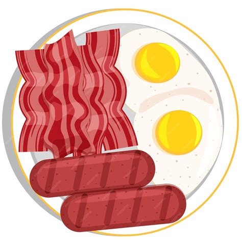 Premium Vector | Eggs Bacon and Sausages Breakfast Top View