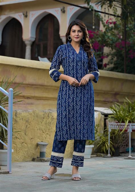 Indigo DABU PRINT SUIT SET | Buy Women Clothing