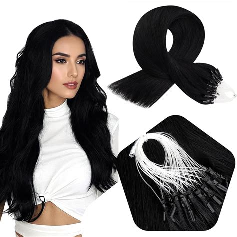 Amazon.com : Full Shine Micro Link Hair Extensions Real Human Hair Jet ...