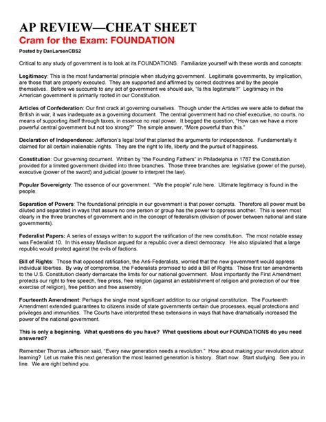 Cheat Sheet AP GOV Review-2020 Covid 19 edition - AP REVIEW—CHEAT SHEET ...
