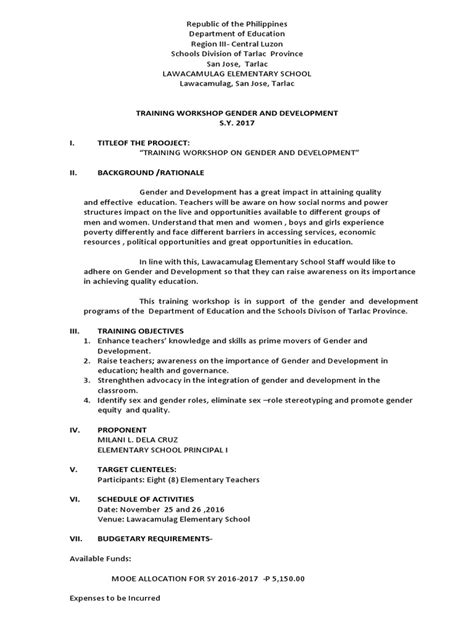 Image result for Gender Mainstreaming Training Proposal Template