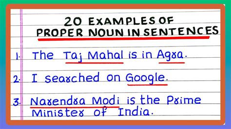 20 Proper Noun Sentences | Proper Noun Sentences | Examples of Proper ...