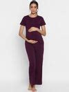 2pc. Maternity Pajama + T-Shirt Set - Maroon