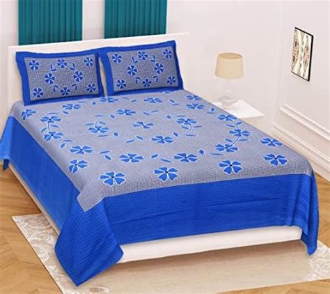 RajasthaniKart® Pure 100% Cotton Double Bed Sheet with 2 Pillow Covers ...
