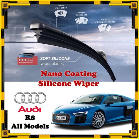 Audi R8 - Nano Coating Soft Silicone Car Wiper Blades - 1 Pair / Pengelap ( 2006 onwards / Beam ...