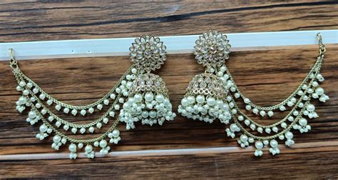 Polki Mehndi Bahubali Earring Sku -800 A4