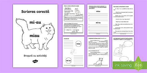 Scrierea corectă miau/mi-au - Broșură cu activități