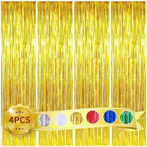Propsicle 2 Pcs 3ftx6ft Silver Metallic Shimmer Backdrop Tinsel Fringe ...