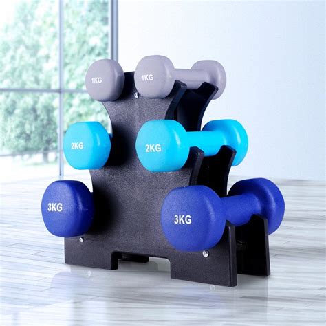 Everfit Dumbbell Weights Rack Set 6 Hand 12kg Exercise Fitness Gym ...