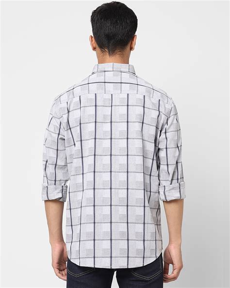 Buy Grey Check Print Full Sleeves Shirt for Men