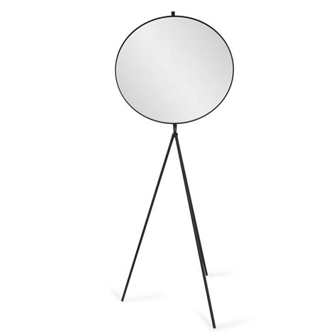 AllModern Hatch Black Round Floor Mirror on Metal Tripod | Wayfair
