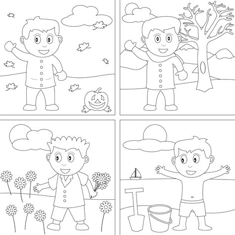 Printable Four Seasons Coloring Pages