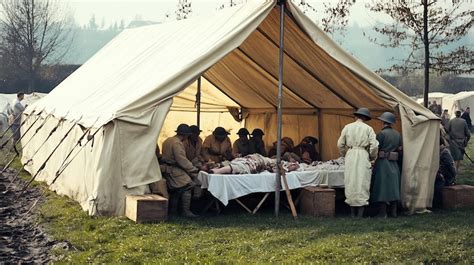 World war 1 field hospital tent nurse medic attending wounded soldier ...