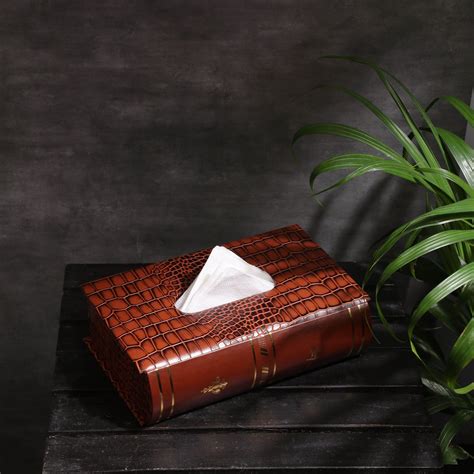 Buy Leather Tissue Box | Tan & Brown | Genuine Leather