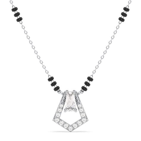 THEA BAGUETTE AND ROUND CUT LAB GROWN DIAMOND ELEGANT MANGALSUTRA, GOL ...