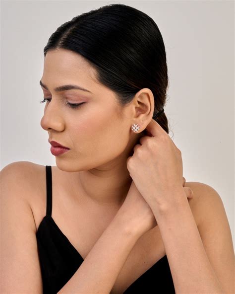 Geometric Spark Grid Stud Earrings | Pearlica