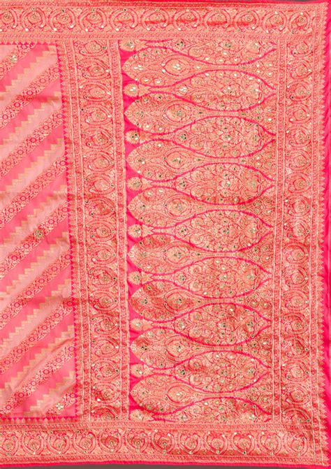 Buy Pink Cutdana Art Silk Saree - Koskii